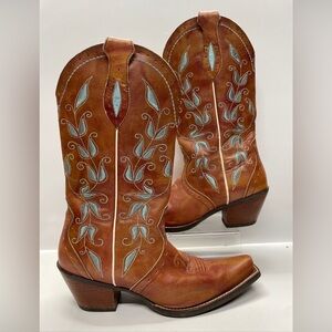 Ariat Women's Western Boot Style 10006309 10 B Chestnut Brown w/ Turquoise